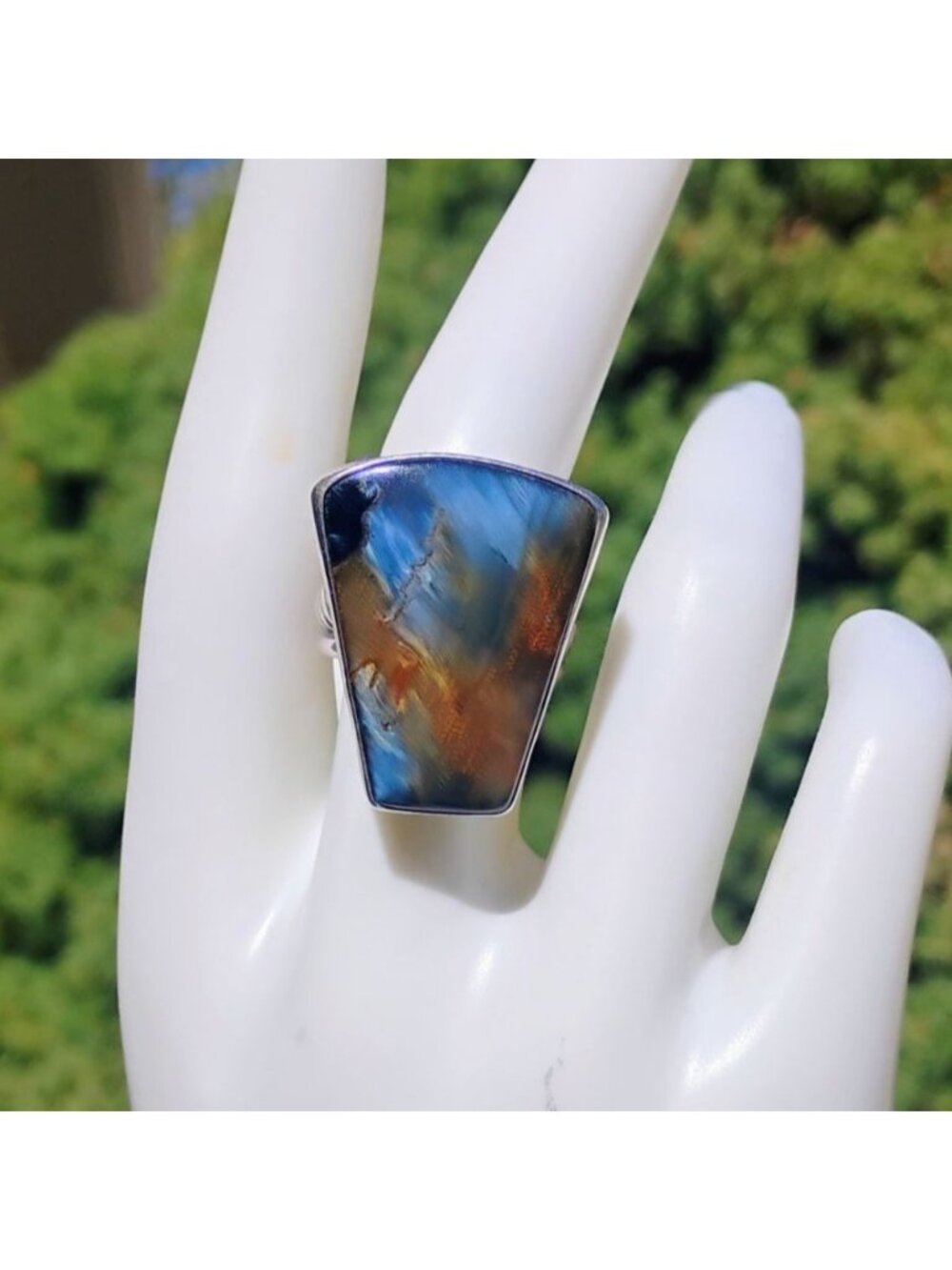Sterling Silver Pietersite Ring Size 8.5 Unisex